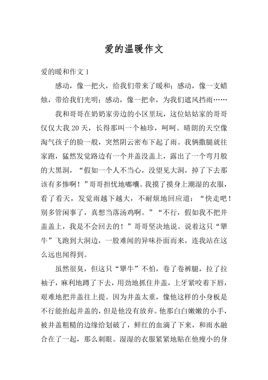 爱的温暖作文汇总.docx_第1页