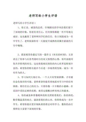 老师写给小学生评语最新.docx