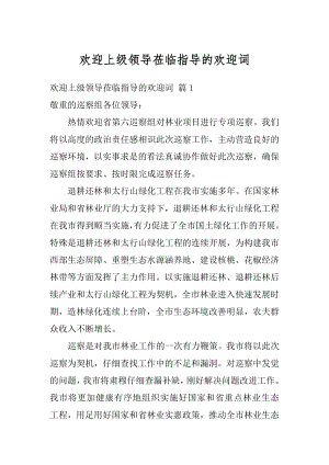 欢迎上级领导莅临指导的欢迎词精品.docx