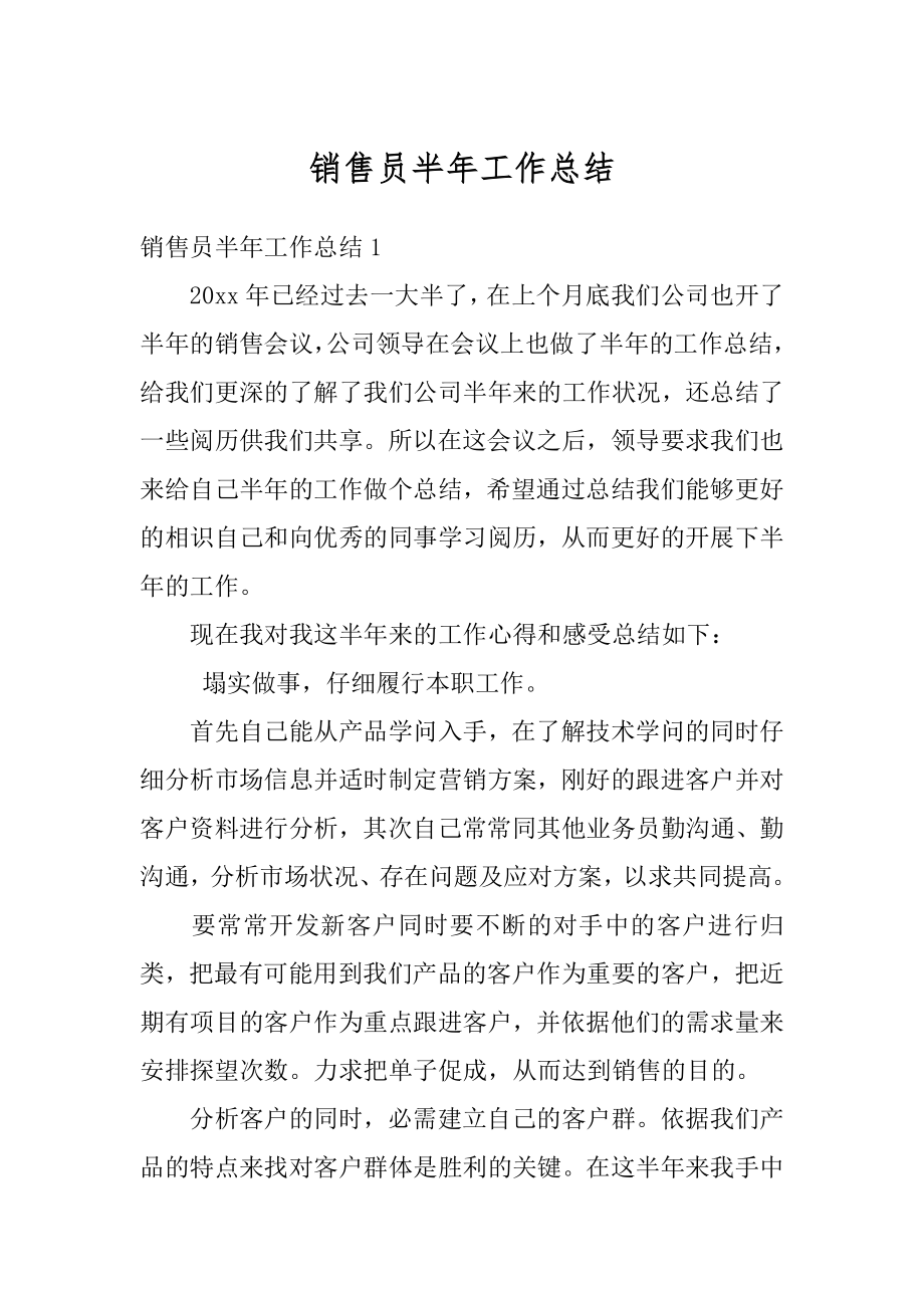 销售员半年工作总结精品.docx_第1页