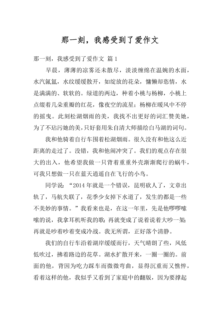 那一刻我感受到了爱作文汇总.docx_第1页