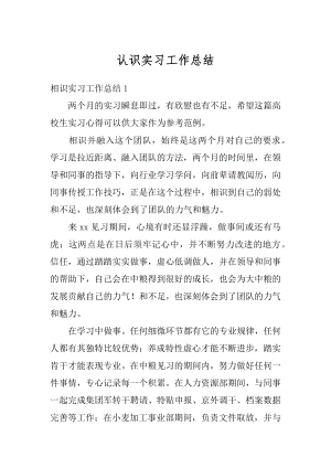 认识实习工作总结优质.docx