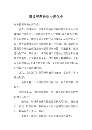 财务管理培训心得体会精编.docx