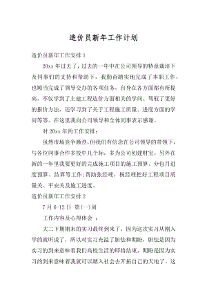 造价员新年工作计划精选.docx