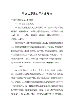 毕业生寒假实习工作总结优质.docx