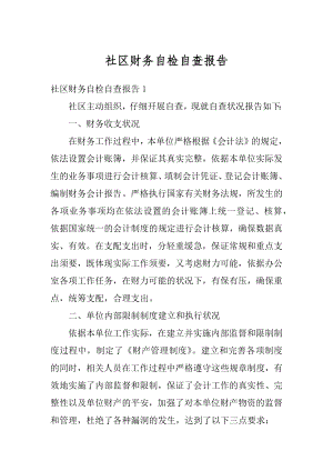 社区财务自检自查报告例文.docx