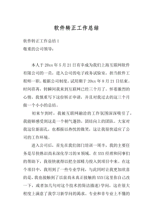 软件转正工作总结精编.docx