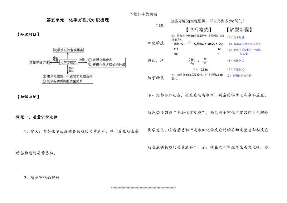 九年级化学第五单元-化学方程式知识点归纳(新人教版).doc_第2页