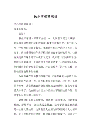 民办学校辞职信精品.docx