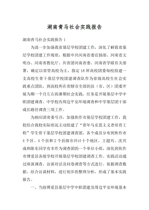 湖南青马社会实践报告汇总.docx