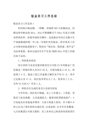 钣金实习工作总结精编.docx