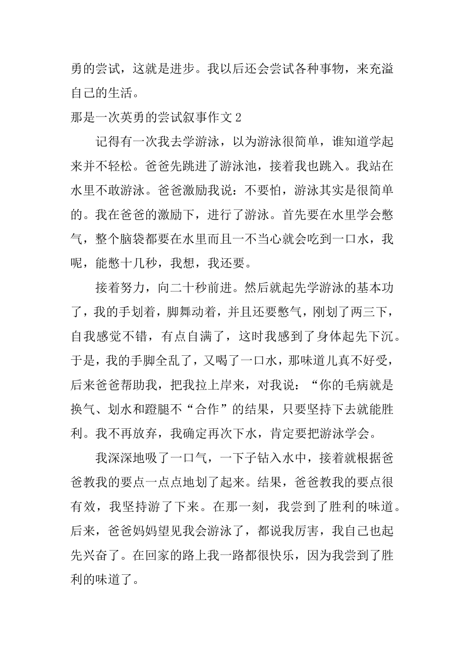 那是一次勇敢的尝试叙事作文精品.docx_第2页