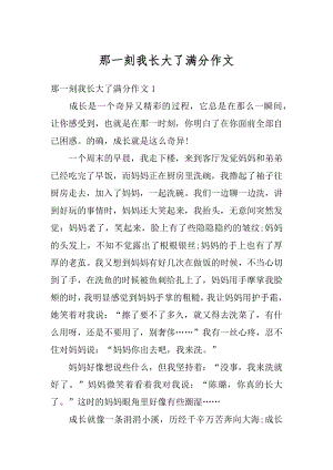 那一刻我长大了满分作文优质.docx