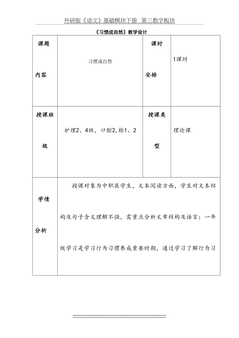 中职语文基础模块-《习惯成自然》教学设计(1).doc_第2页