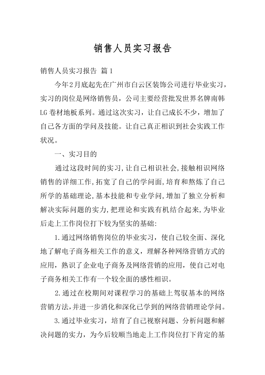 销售人员实习报告精编.docx_第1页