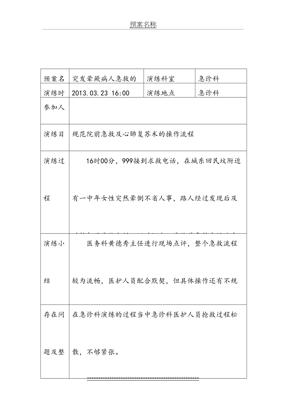 中医院应急预案演练记录表.doc_第2页