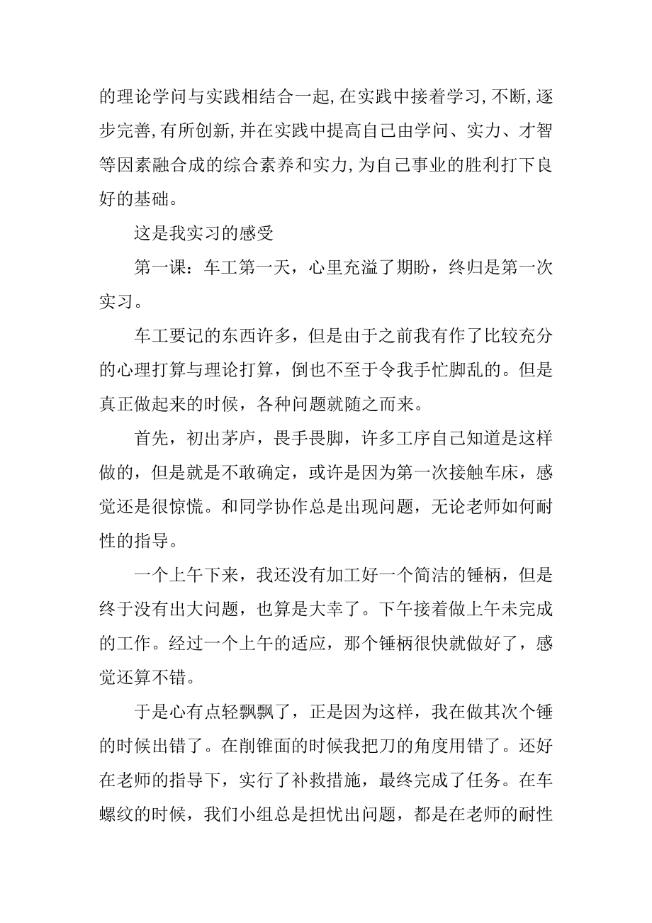 金工实习自我鉴定范本.docx_第2页