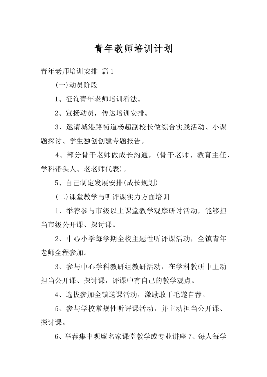 青年教师培训计划范文.docx_第1页