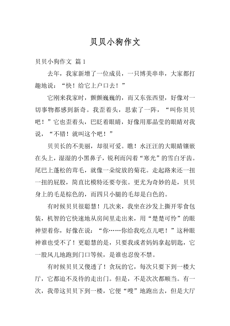 贝贝小狗作文汇总.docx_第1页