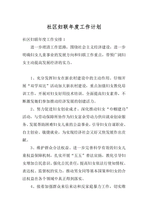 社区妇联年度工作计划汇编.docx