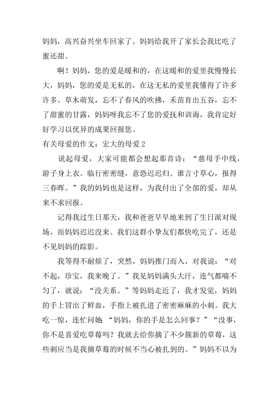 母爱的作文：伟大的母爱精编.docx_第2页