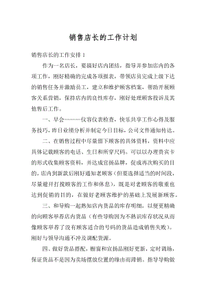 销售店长的工作计划例文.docx