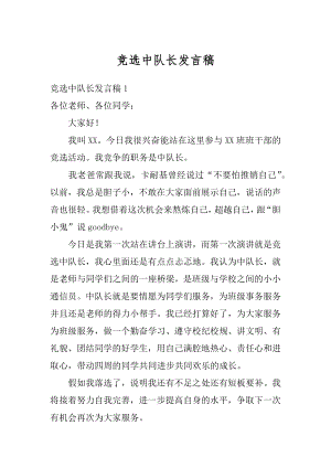 竞选中队长发言稿汇总.docx