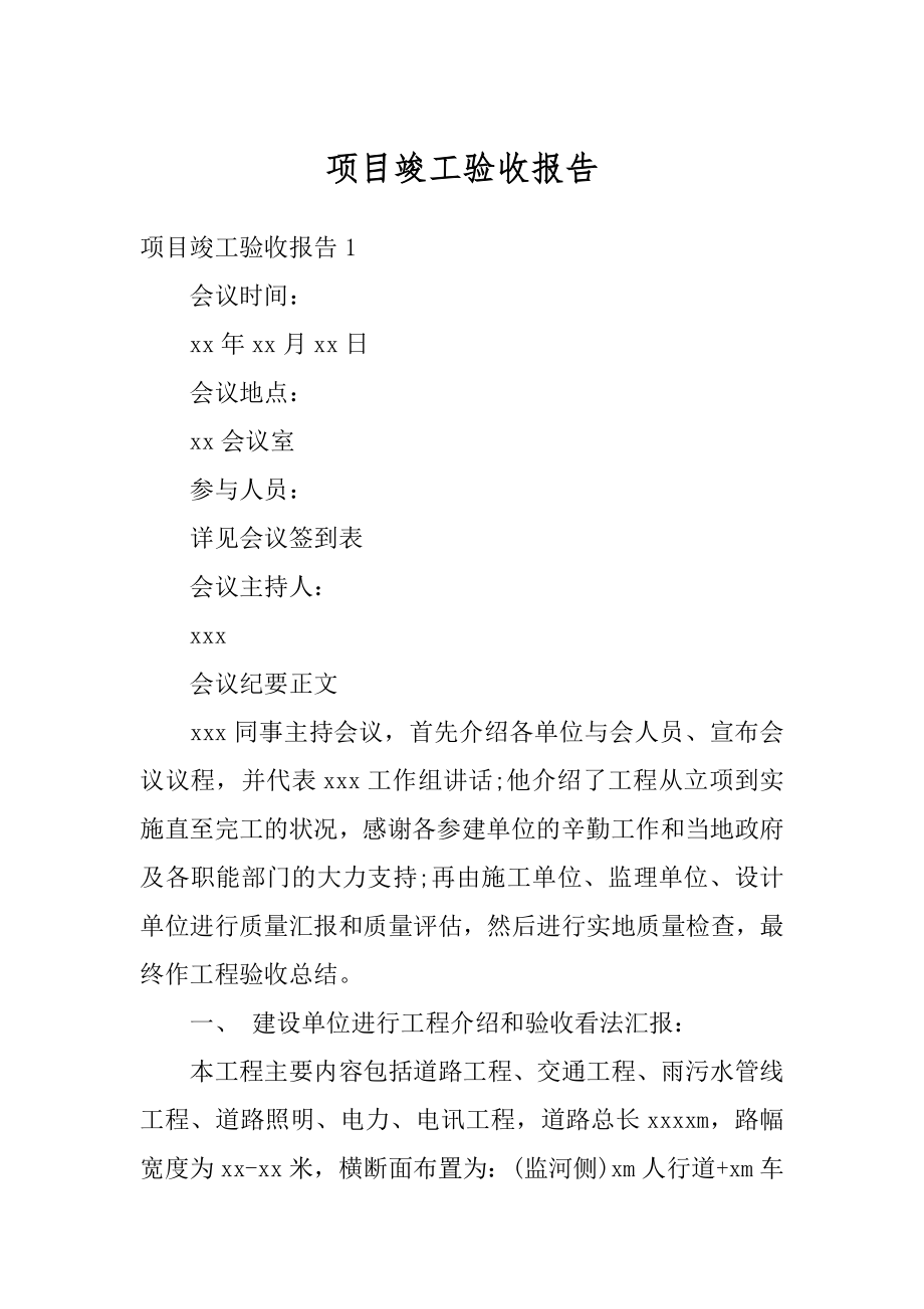 项目竣工验收报告精选.docx_第1页