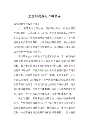 法院刑庭实习心得体会精编.docx