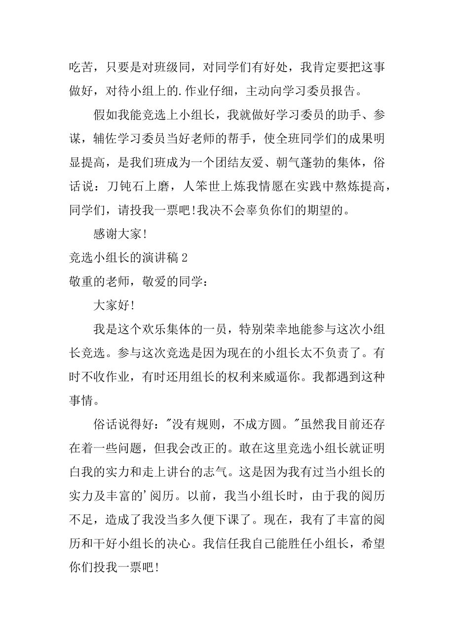 竞选小组长的演讲稿优质.docx_第2页