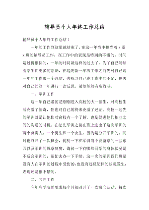 辅导员个人年终工作总结精编.docx