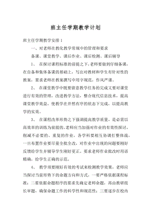 班主任学期教学计划精编.docx