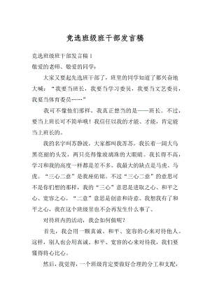 竞选班级班干部发言稿精选.docx