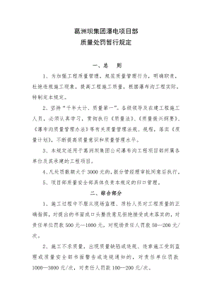 某公司某项目部质量罚则规定.doc