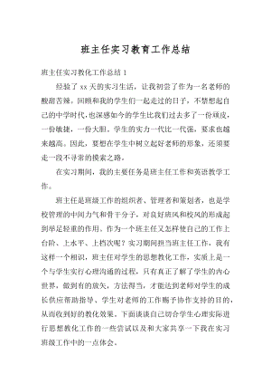 班主任实习教育工作总结精编.docx