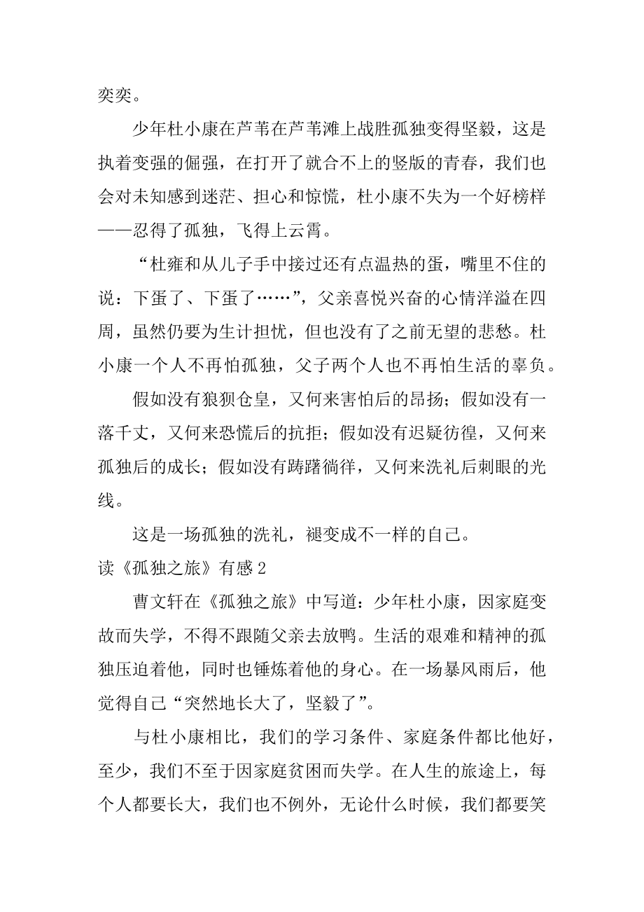 读《孤独之旅》有感优质.docx_第2页