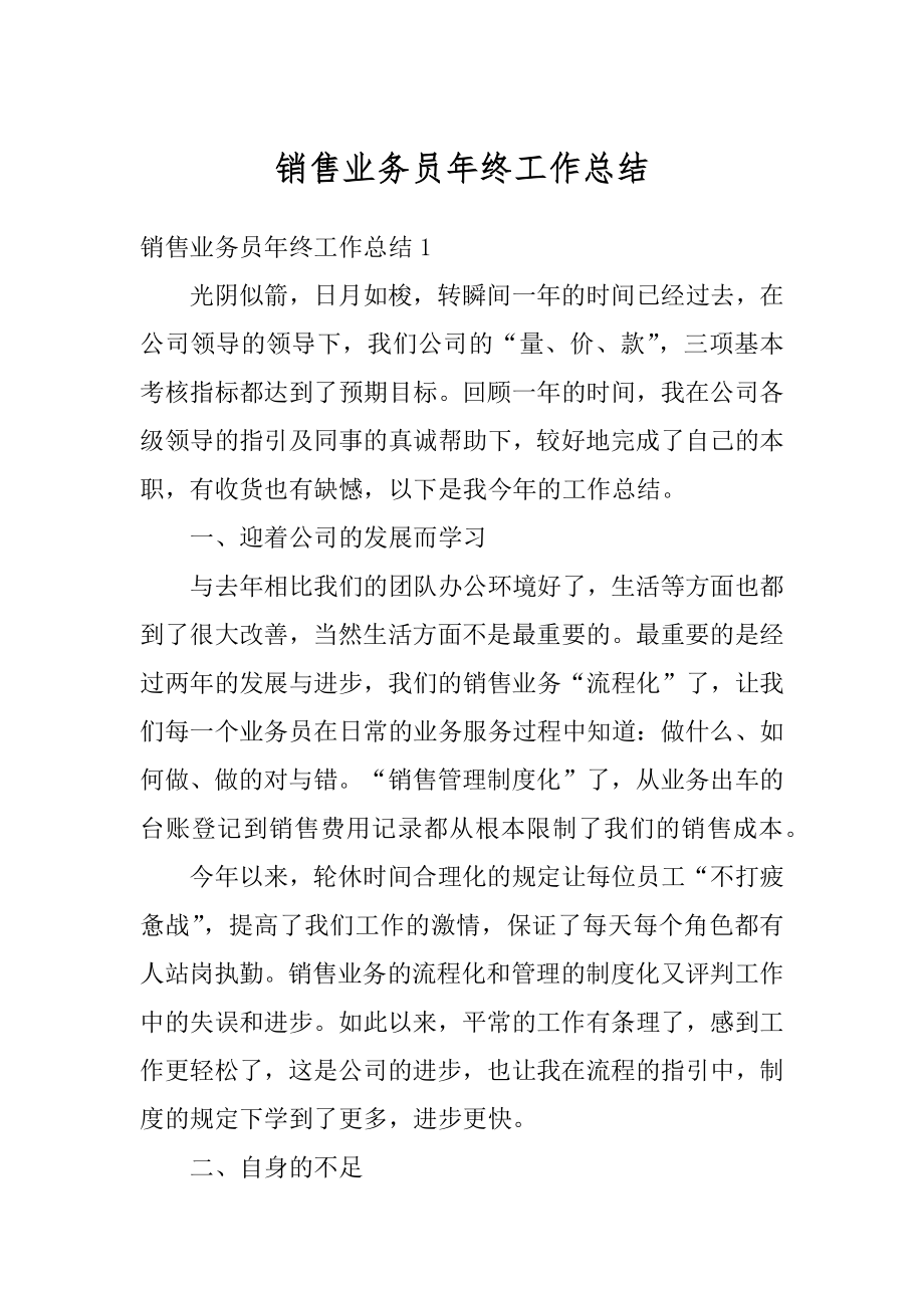 销售业务员年终工作总结范本.docx_第1页