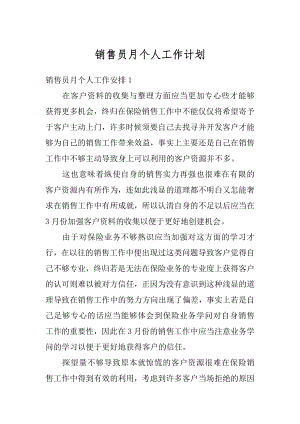 销售员月个人工作计划例文.docx