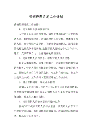 营销经理月度工作计划汇编.docx