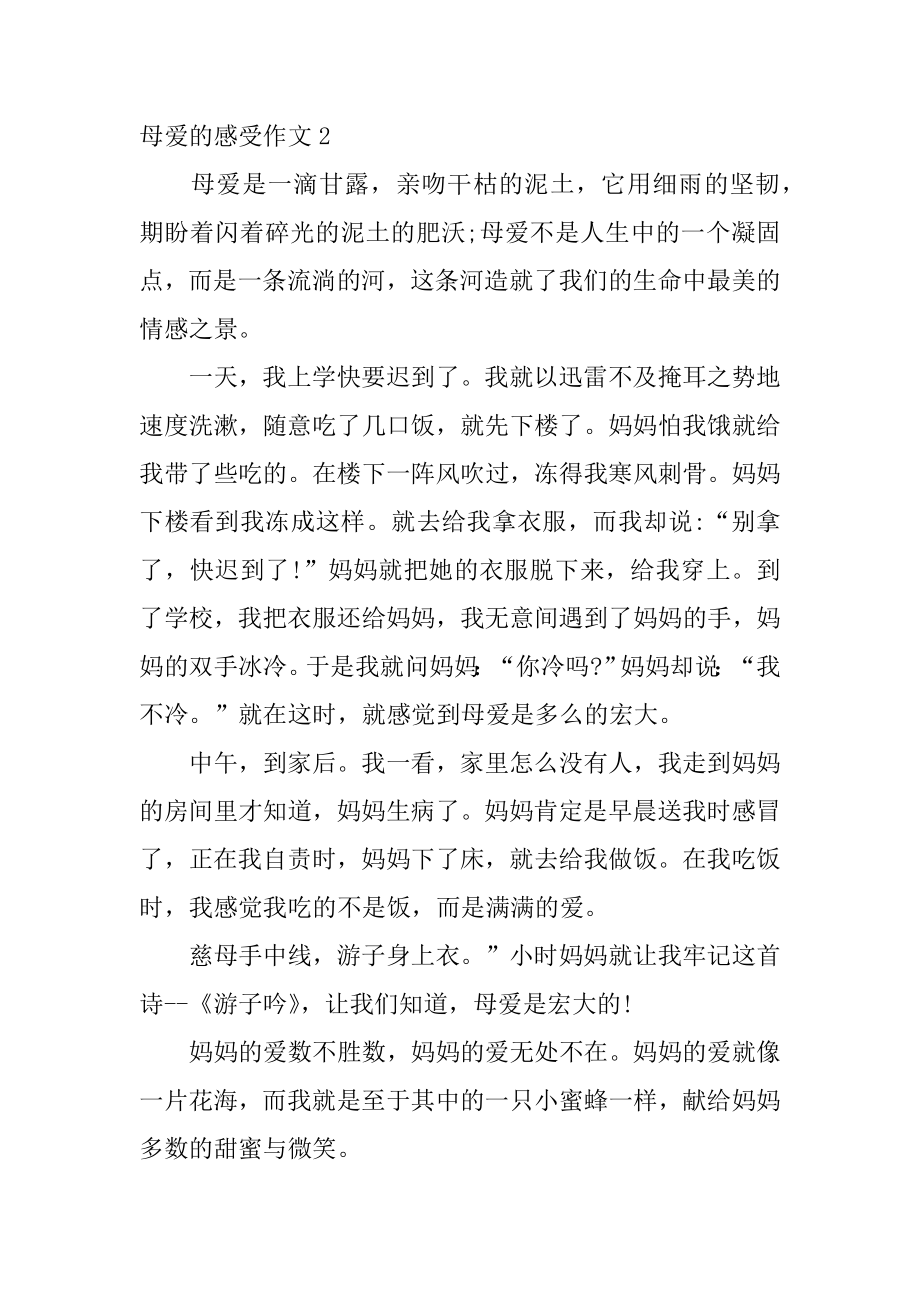 母爱的感受作文汇总.docx_第2页