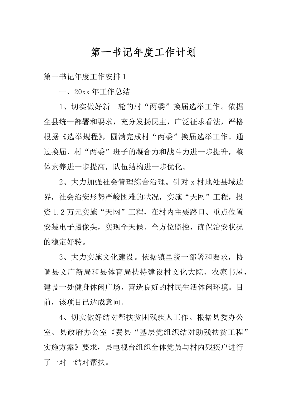 第一书记年度工作计划汇编.docx_第1页