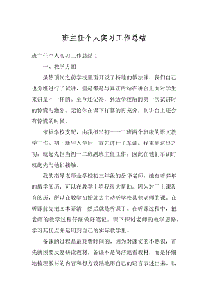 班主任个人实习工作总结汇编.docx