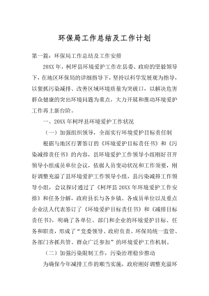 环保局工作总结及工作计划汇总.docx