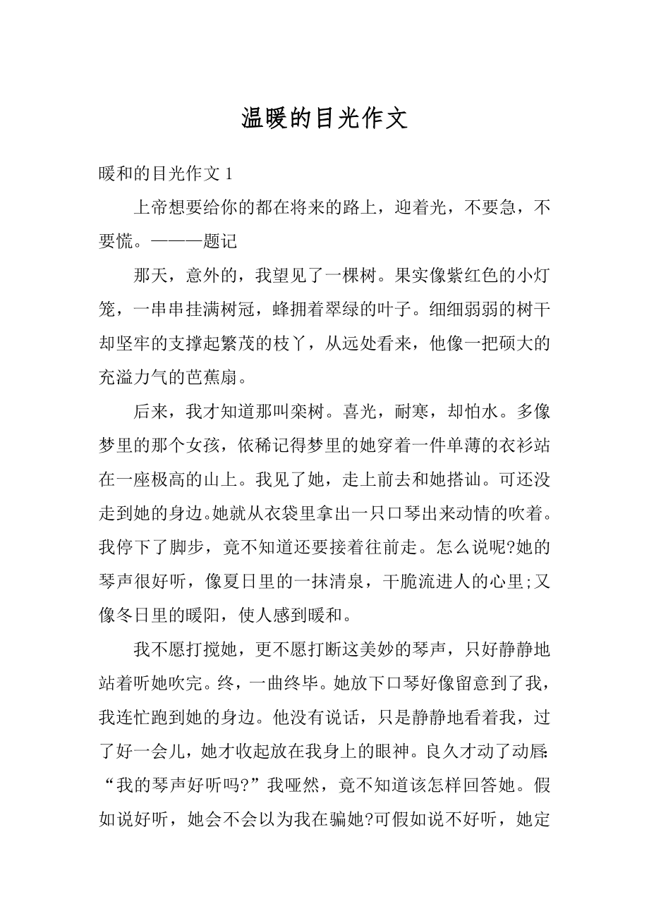 温暖的目光作文汇总.docx_第1页