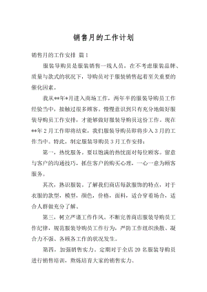 销售月的工作计划精编.docx