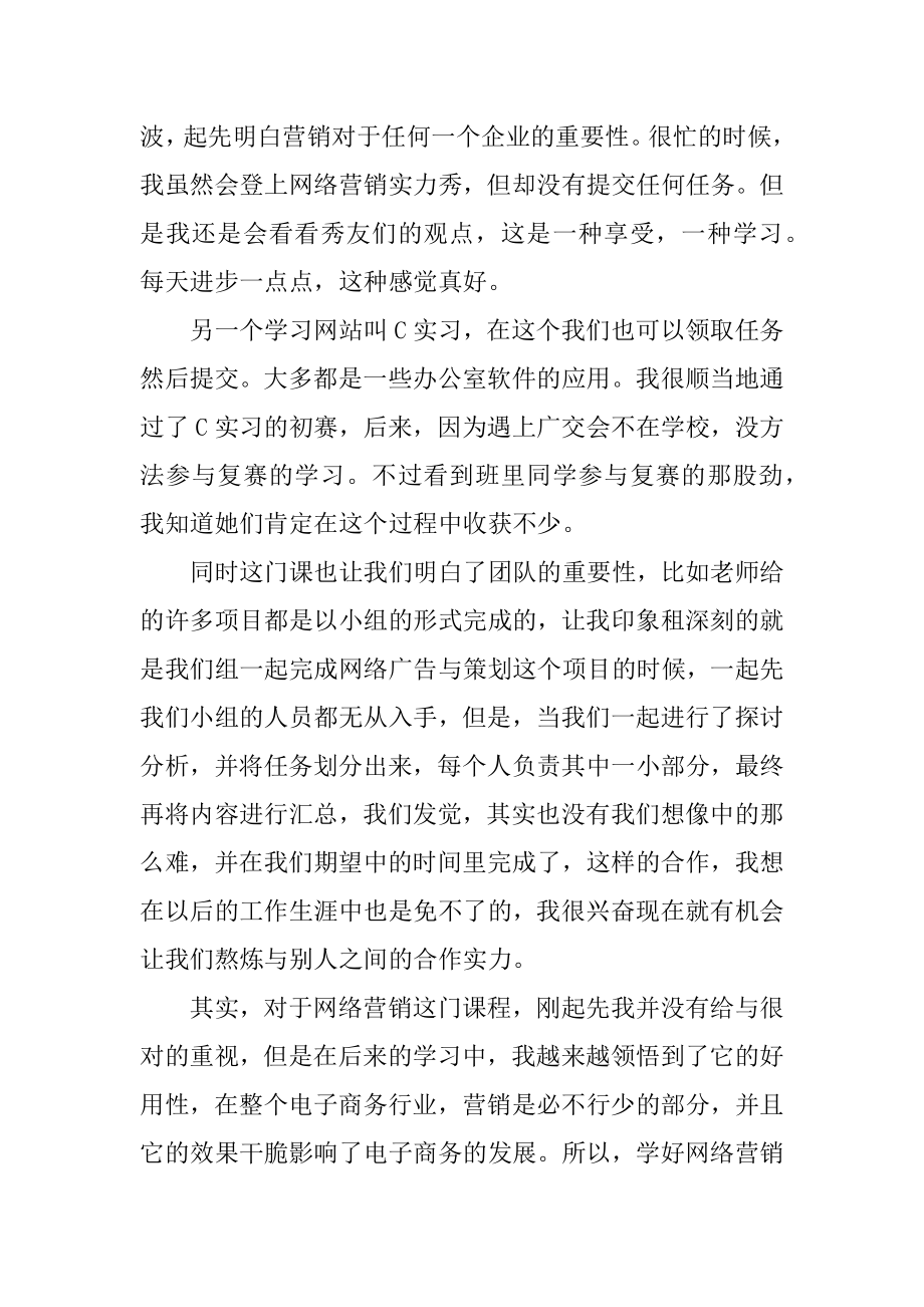 网络营销课程学习心得体会优质.docx_第2页