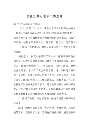 班主任学习培训工作总结范例.docx