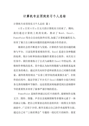 计算机专业顶岗实习个人总结汇总.docx