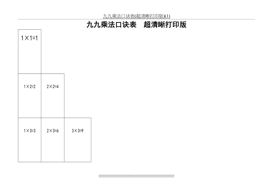 九九乘法口诀表(超清晰打印版)(1).doc_第2页