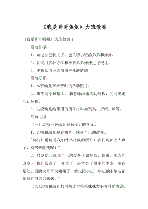 《我是哥哥姐姐》大班教案汇总.docx